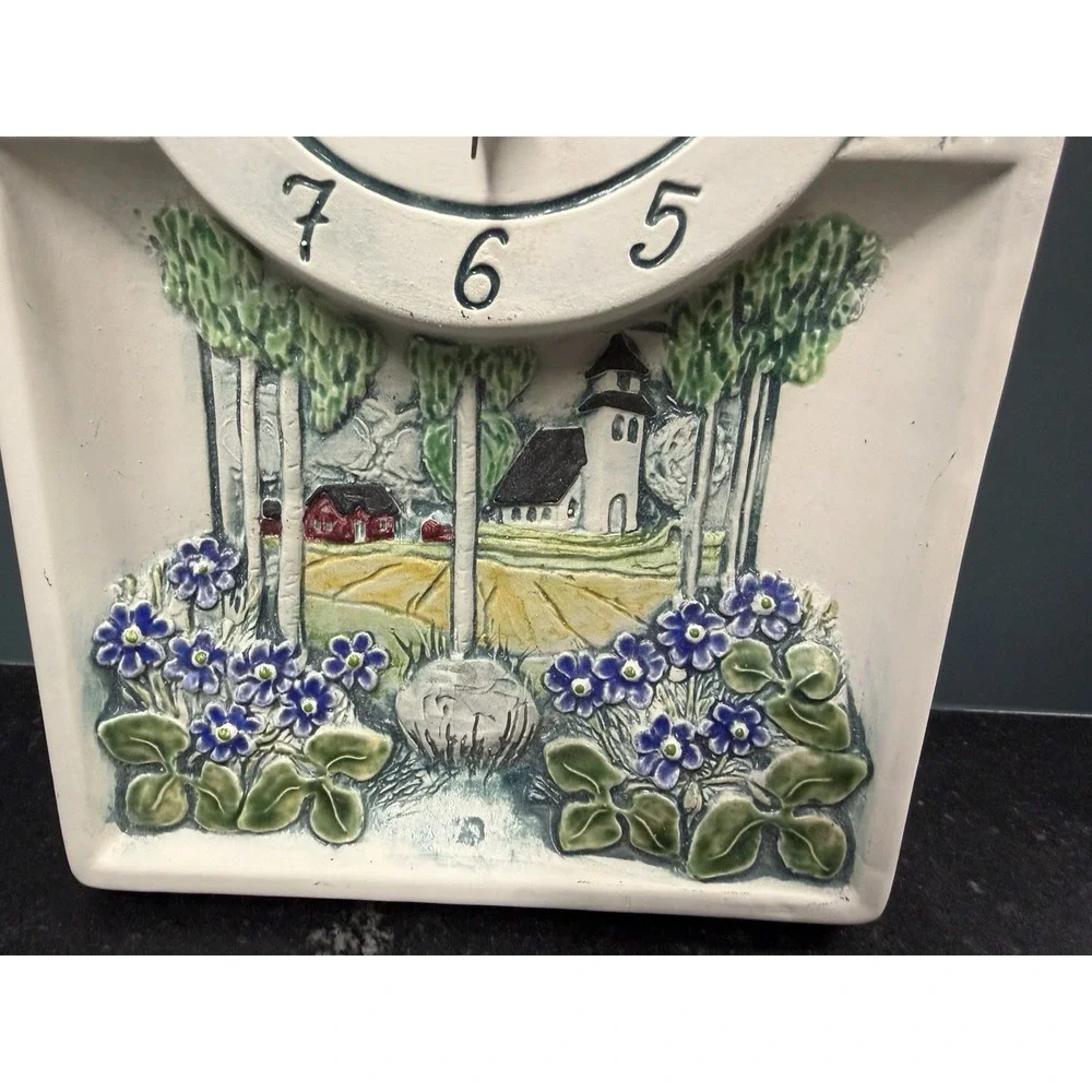 Jie Gantofta Sweden Ceramic Wall Clock 652 IV Swedish Church Floral 9